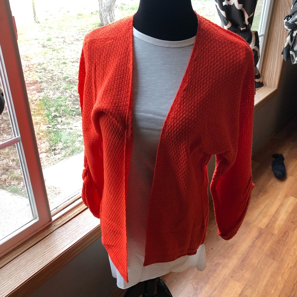 {Abigail} Orange Cute Trendy Cardigan Knit - Picture 2 of 7